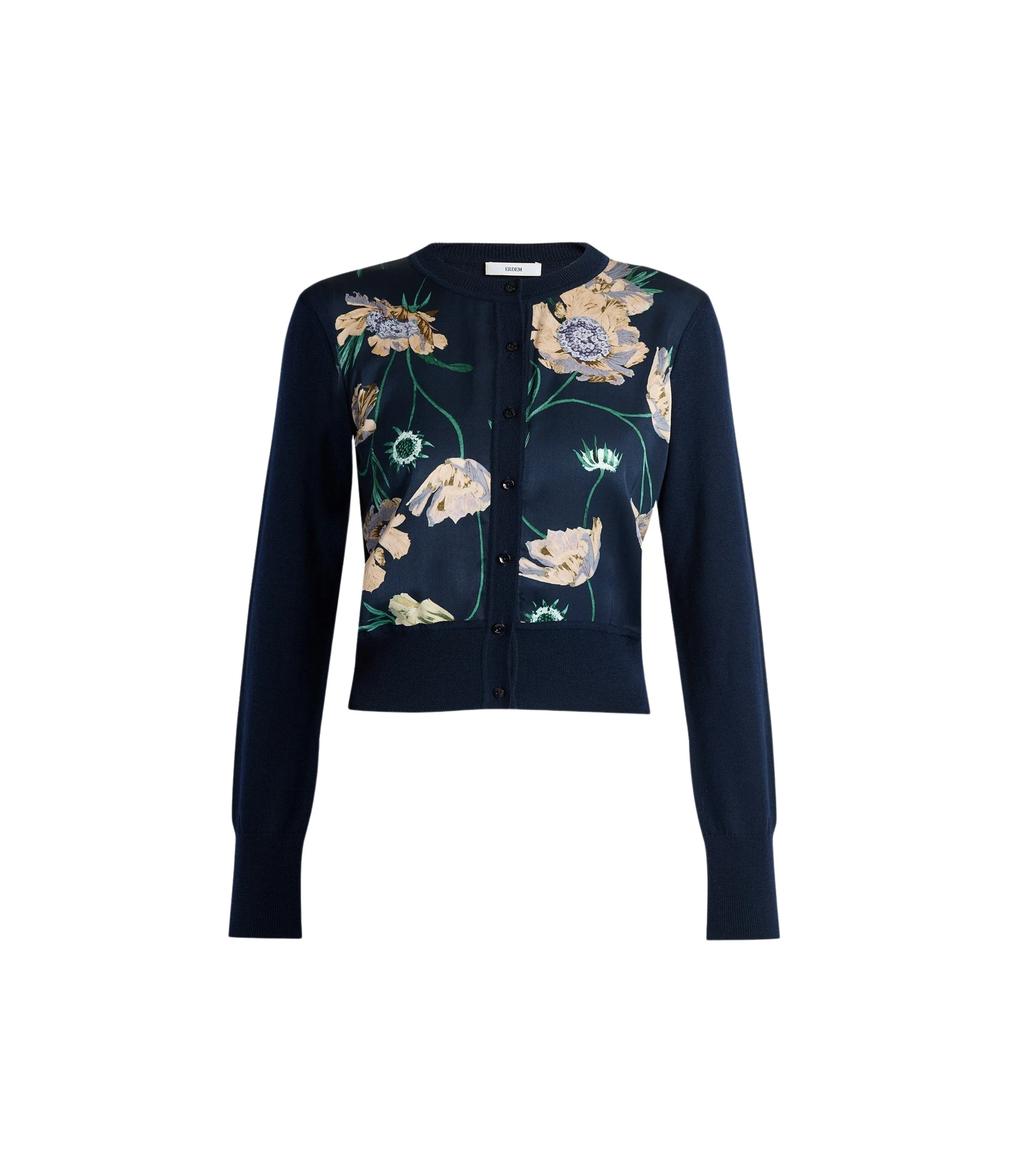 Erdem-Floral-Print-Panel-Cropped-Cardigan-coveti-195536_nobg Erdem Floral Print Panel Cropped Cardigan - Knitwear - British Romantic Luxury at Coveti