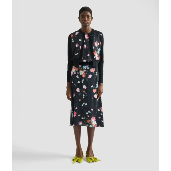 Erdem Floral Print Panel Cropped Cardigan - Knitwear - British Romantic Luxury at Coveti