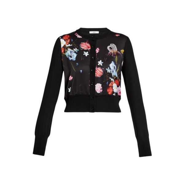 Erdem Floral Print Panel Cropped Cardigan - Knitwear - British Romantic Luxury at Coveti