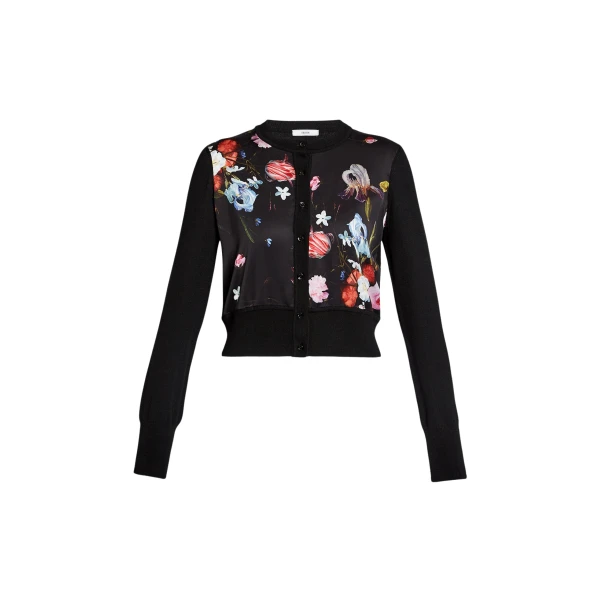 Erdem Floral Print Panel Cropped Cardigan - Knitwear - British Romantic Luxury at Coveti