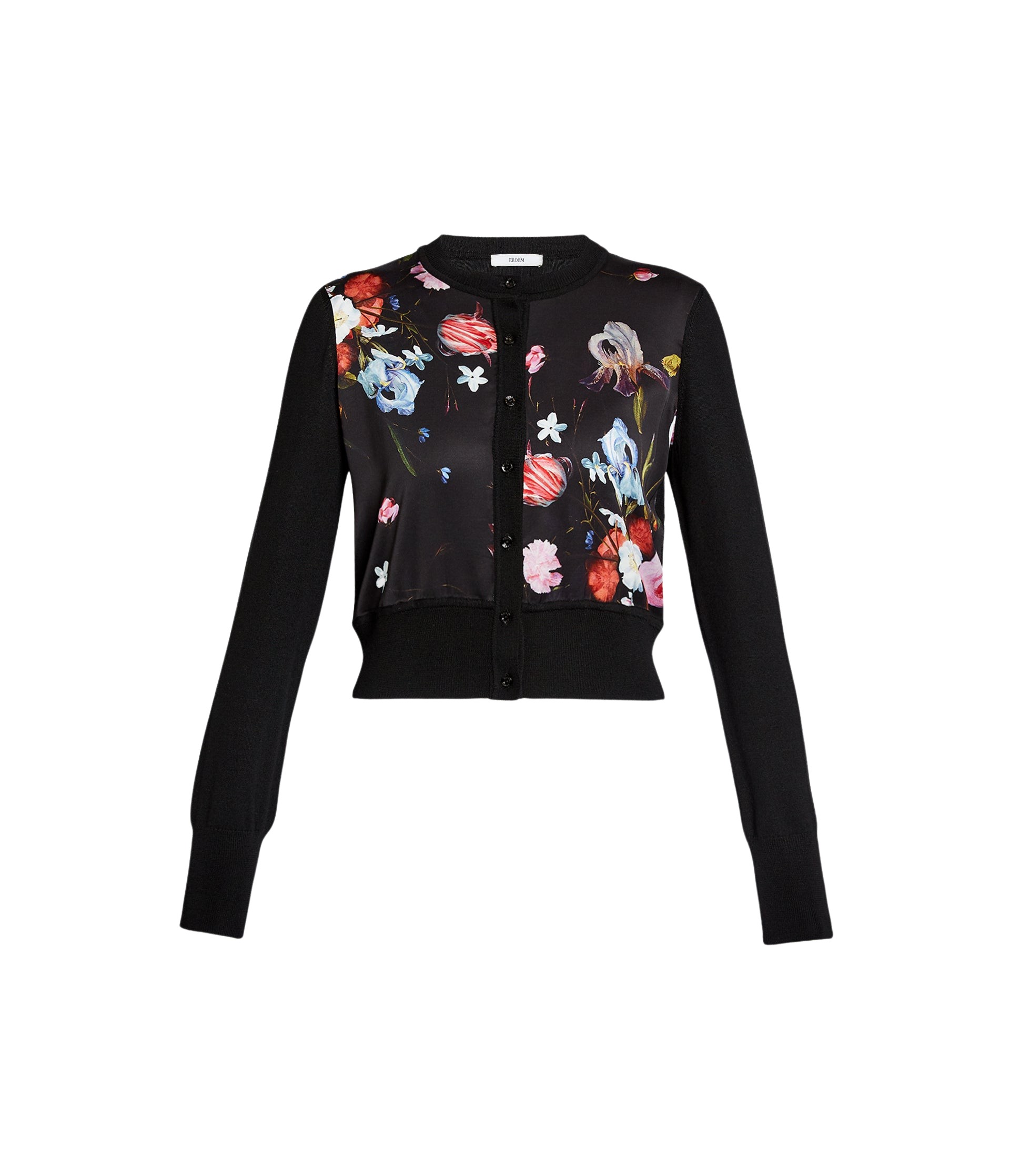 Erdem Floral Print Panel Cropped Cardigan - Knitwear - British Romantic Luxury at Coveti