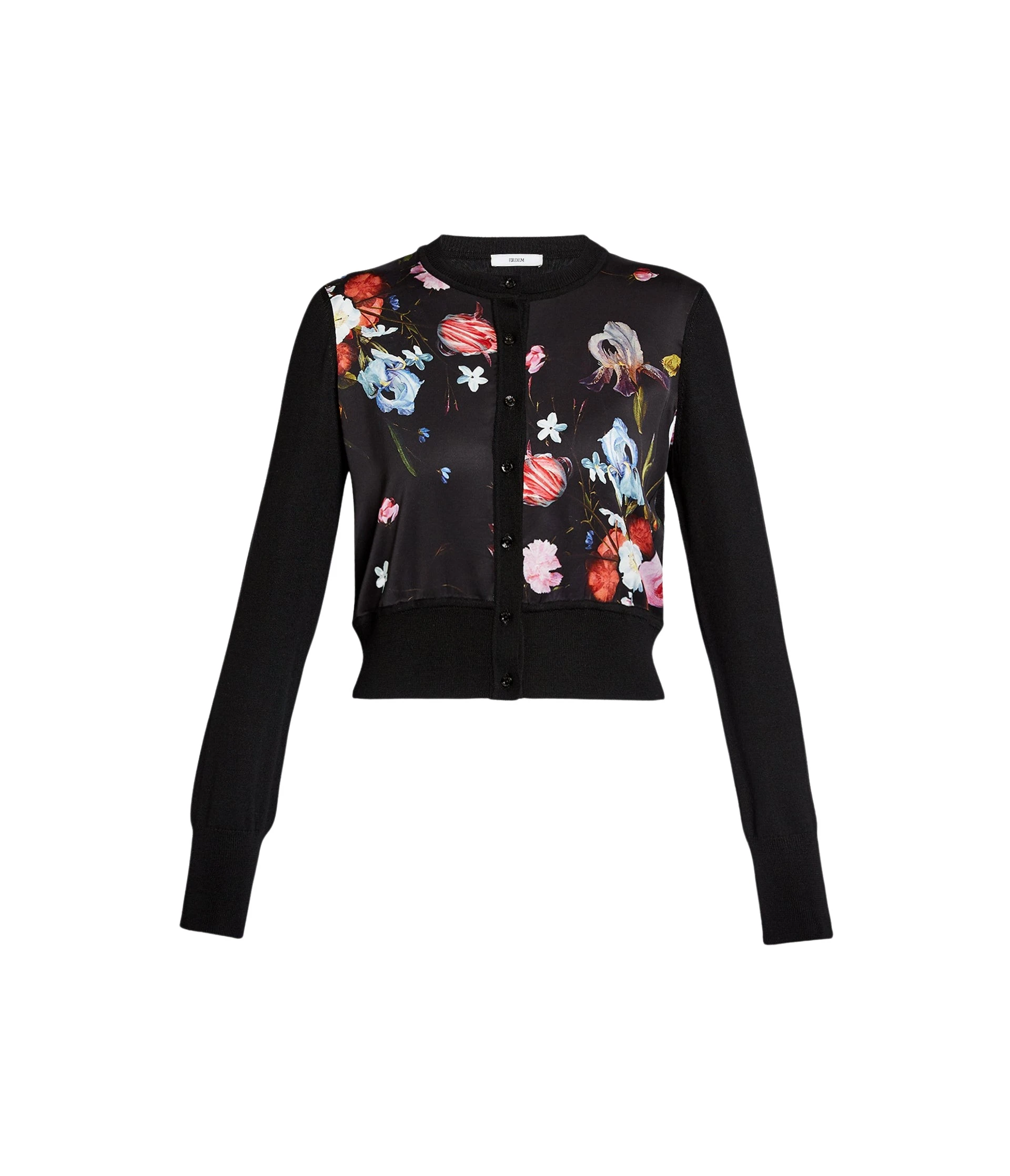 Erdem-Floral-Print-Panel-Cropped-Cardigan-coveti82451_nobg Erdem Floral Print Panel Cropped Cardigan - Knitwear - British Romantic Luxury at Coveti