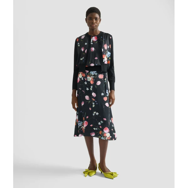 Erdem Floral Print Panel Cropped Cardigan - Knitwear - British Romantic Luxury at Coveti