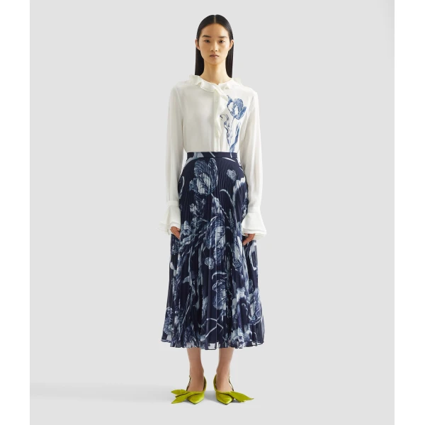 Erdem Floral Print Pleated Voile Midi Skirt - Skirts - British Romantic Luxury at Coveti