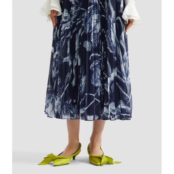 Erdem Floral Print Pleated Voile Midi Skirt - Skirts - British Romantic Luxury at Coveti