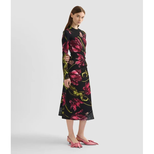 Erdem Floral Print Ponte Jersey Long Sleeve Midi Dress - Dresses - British Romantic Luxury at Coveti