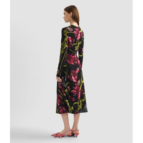Erdem Floral Print Ponte Jersey Long Sleeve Midi Dress - Dresses - British Romantic Luxury at Coveti