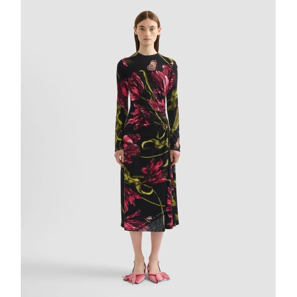 Erdem Floral Print Ponte Jersey Long Sleeve Midi Dress - Dresses - British Romantic Luxury at Coveti