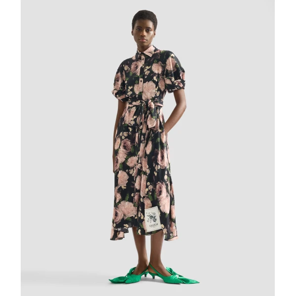 Erdem Floral Print Short Sleeve Midi Dress - Dresses - British Romantic Luxury at Coveti