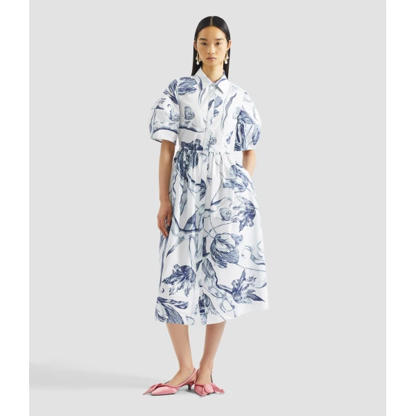 Erdem Floral Print Short Sleeve Shirt Dress - Dresses - British Romantic Luxury at Coveti