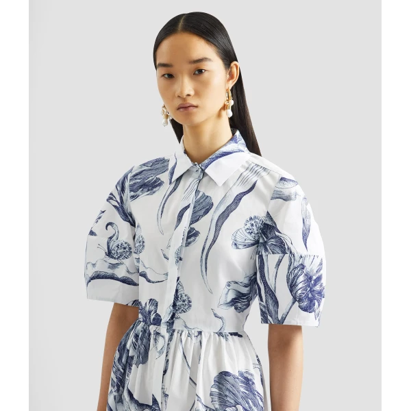 Erdem Floral Print Short Sleeve Shirt Dress - Dresses - British Romantic Luxury at Coveti