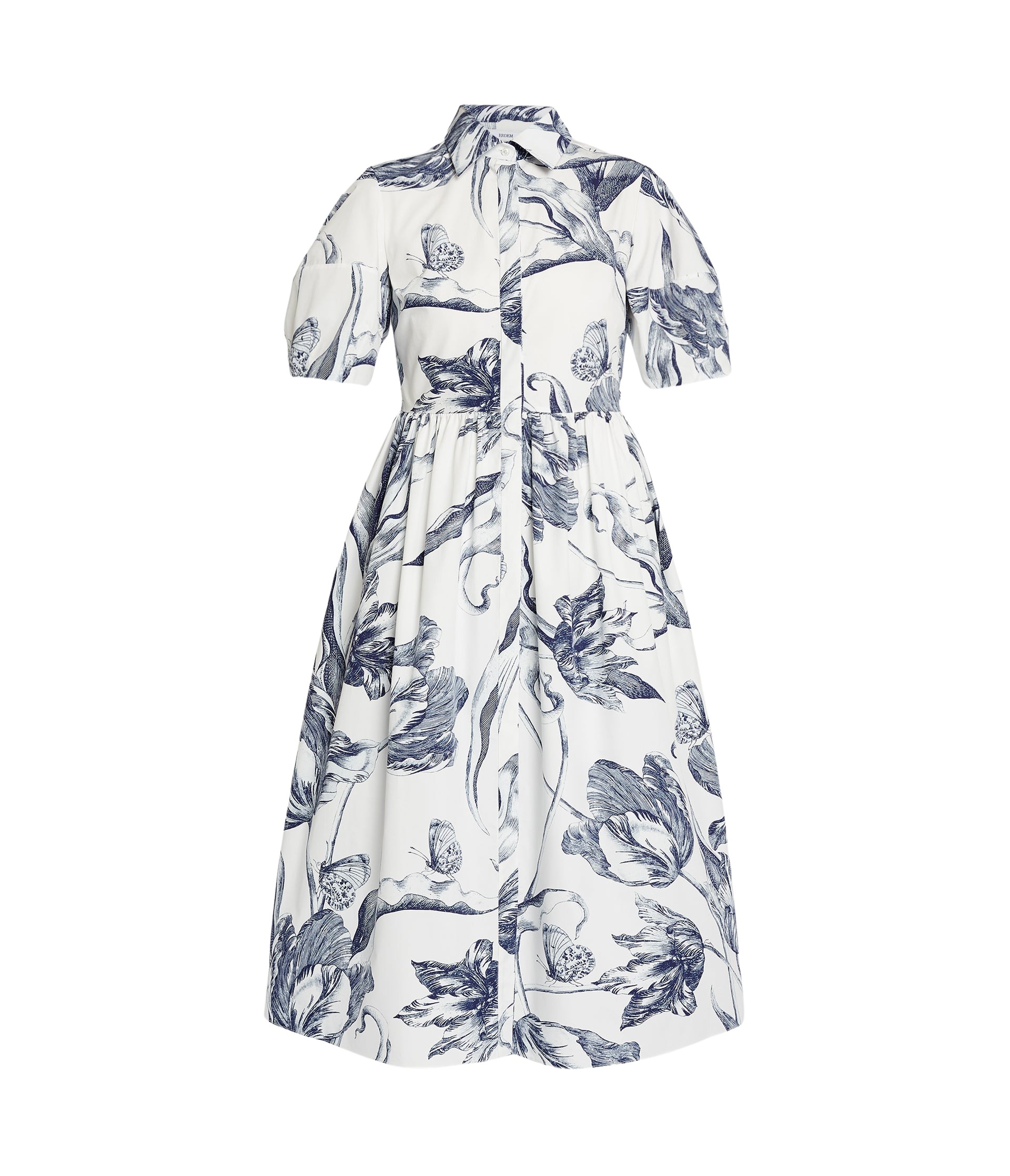 Erdem Floral Print Short Sleeve Shirt Dress