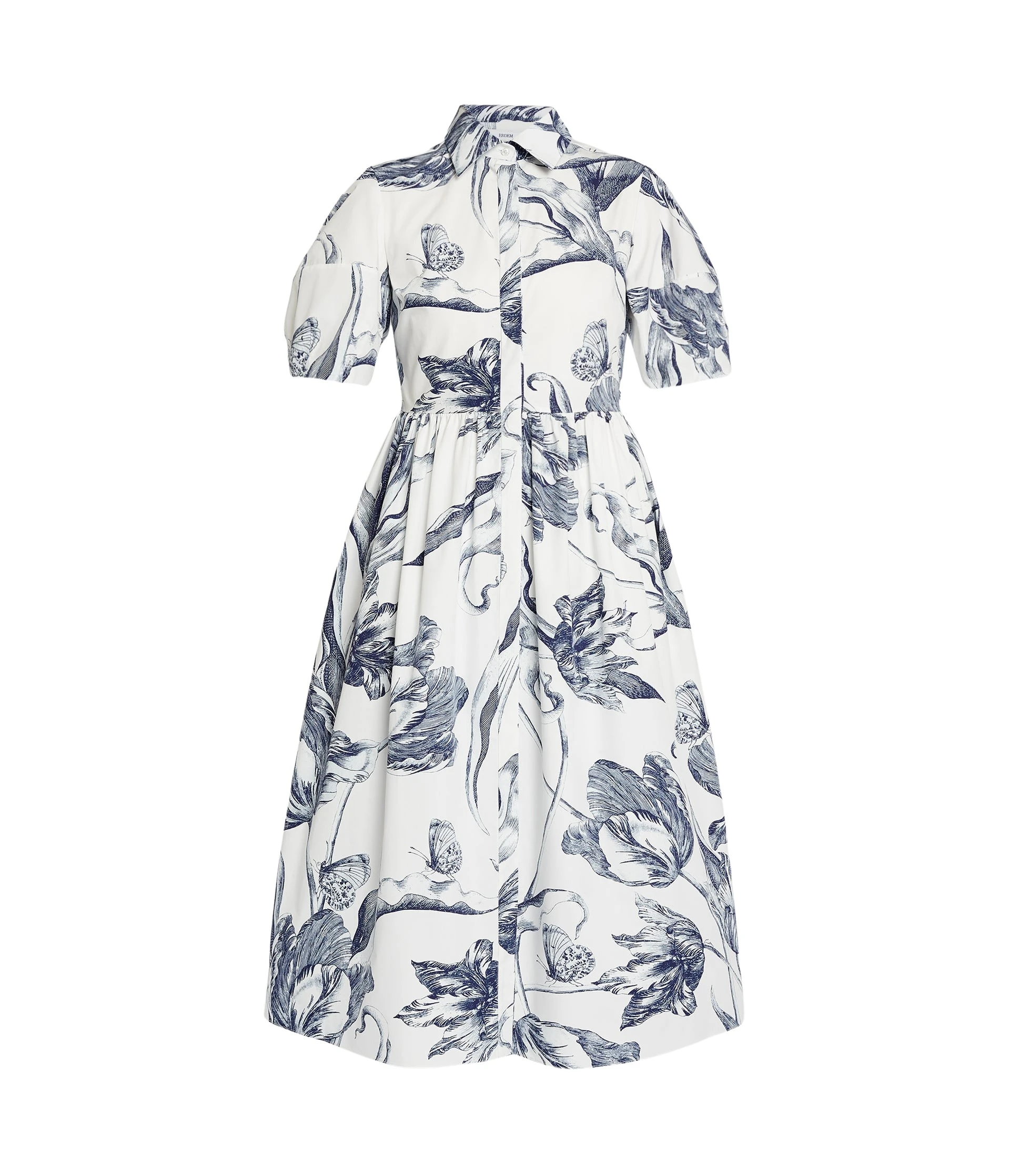 Erdem-Floral-Print-Short-Sleeve-Shirt-Dress-coveti32596_nobg Erdem Floral Print Short Sleeve Shirt Dress - Dresses - British Romantic Luxury at Coveti