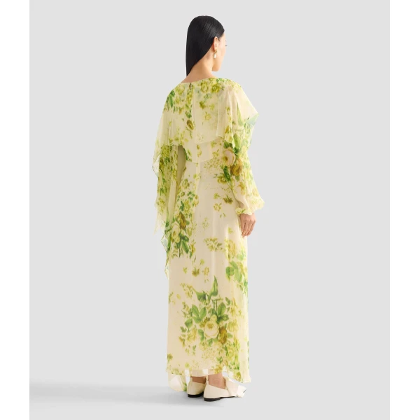 Erdem Floral Print Silk Creponne Draped Midi Dress - Dresses - British Romantic Luxury at Coveti