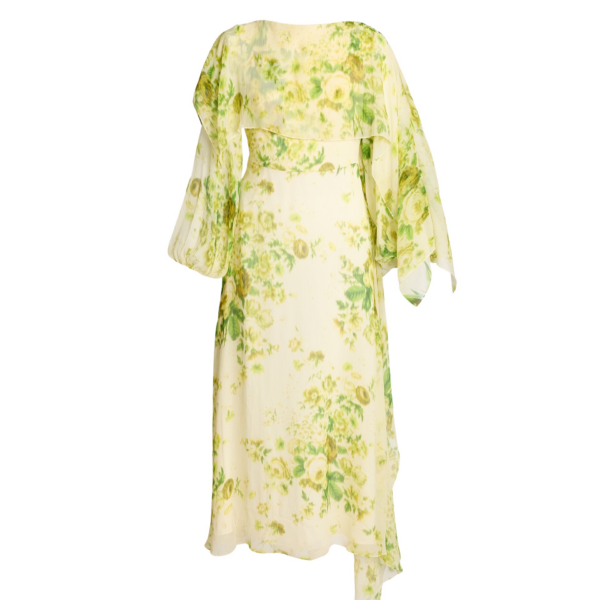 Erdem Floral Print Silk Creponne Draped Midi Dress - Dresses - British Romantic Luxury at Coveti