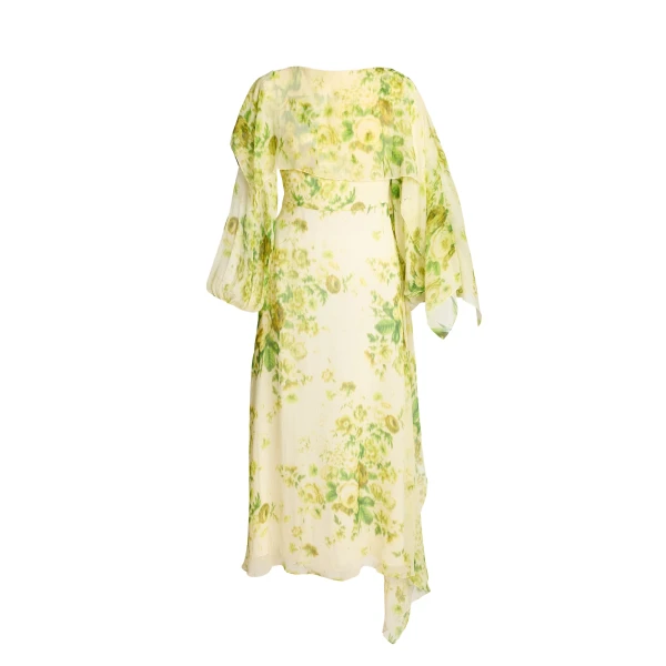 Erdem Floral Print Silk Creponne Draped Midi Dress - Dresses - British Romantic Luxury at Coveti