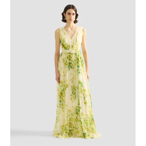Erdem Floral Print Silk Creponne Sleeveless Gown, view 2