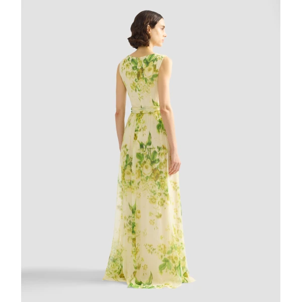 Erdem Floral Print Silk Creponne Sleeveless Gown, view 3