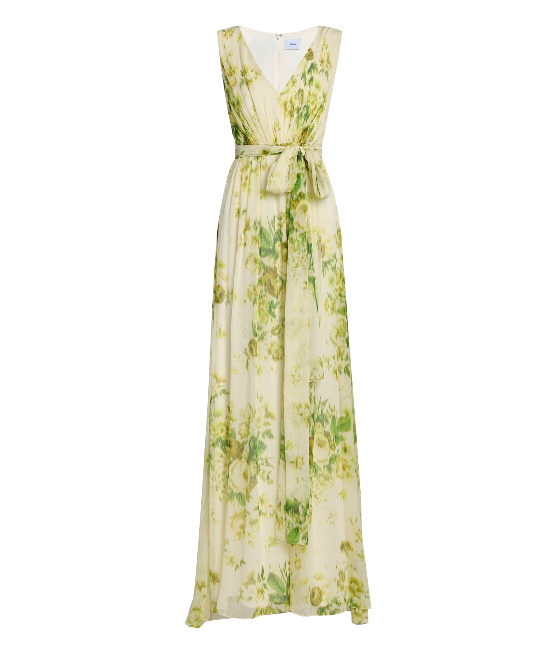Erdem Floral Print Silk Creponne Sleeveless Gown