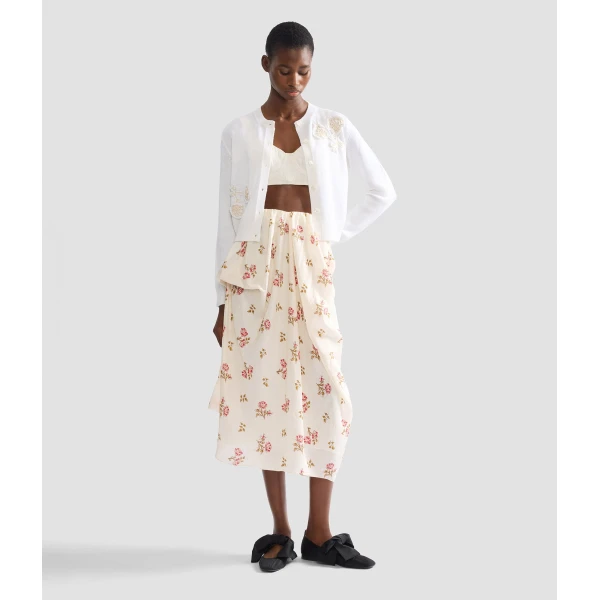 Erdem Floral Print Silk Draped Midi Skirt - Skirts - British Romantic Luxury at Coveti
