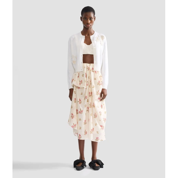 Erdem Floral Print Silk Draped Midi Skirt - Skirts - British Romantic Luxury at Coveti