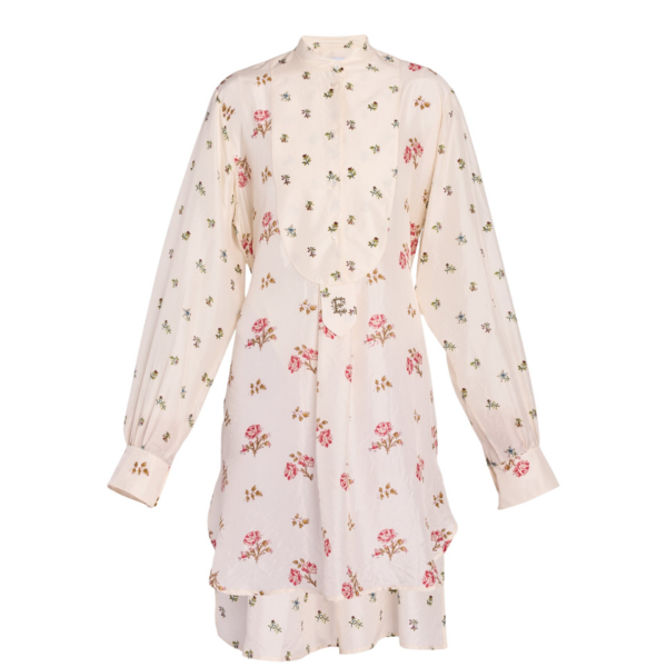 Erdem Floral Print Silk Long Sleeve Mini Shirt Dress - Dresses - British Romantic Luxury at Coveti