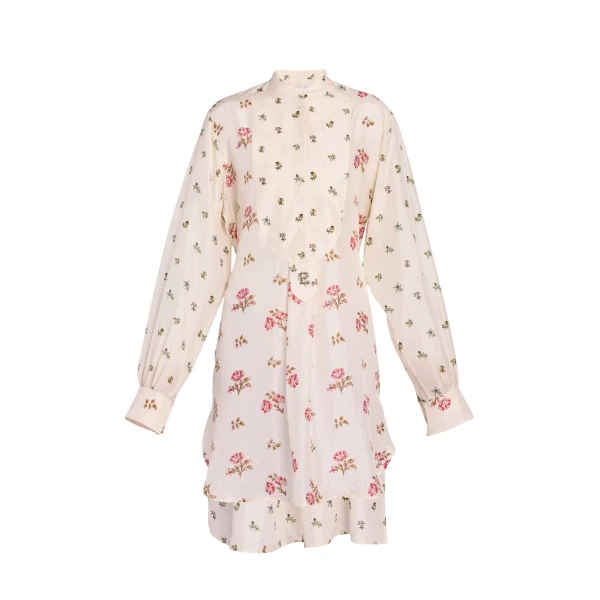 Erdem Floral Print Silk Long Sleeve Mini Shirt Dress - Dresses - British Romantic Luxury at Coveti