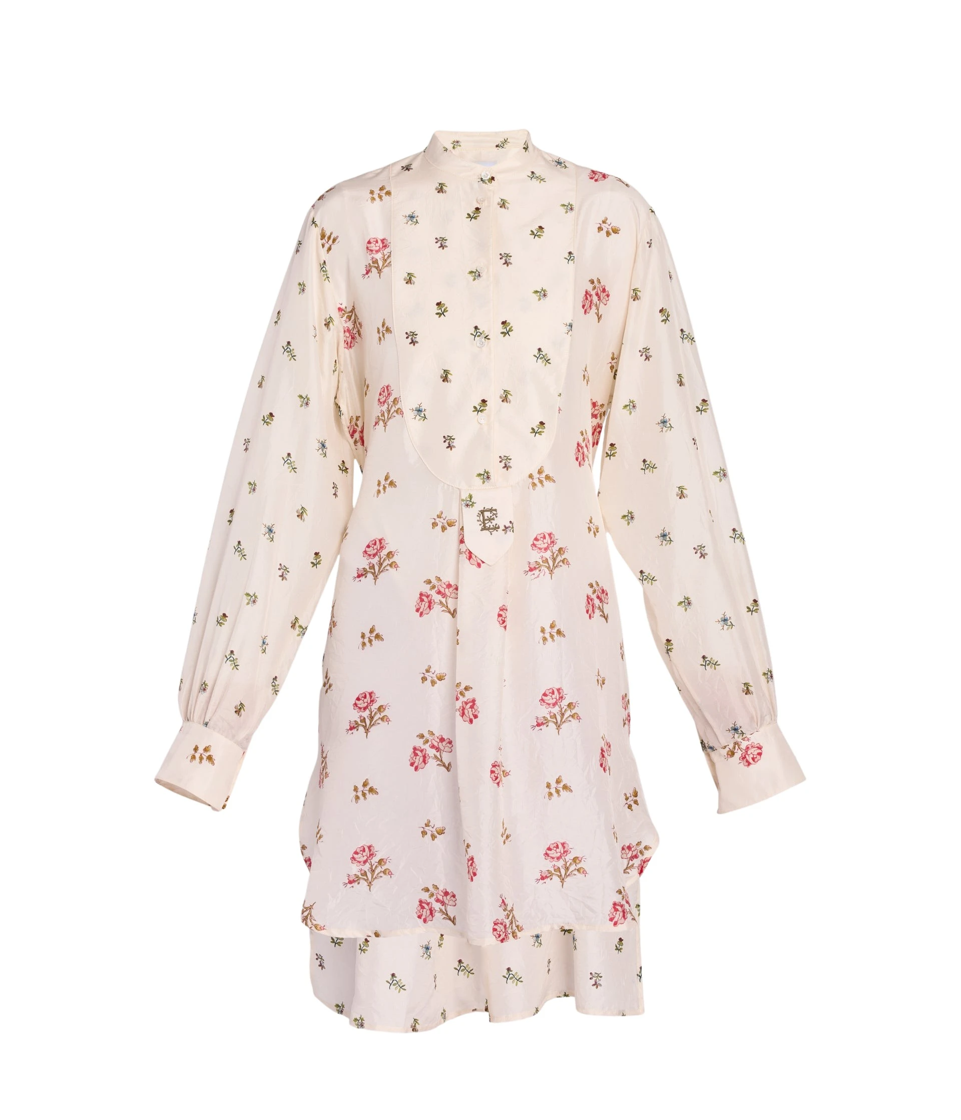 Erdem-Floral-Print-Silk-Long-Sleeve-Mini-Shirt-Dress-coveti72124_nobg Erdem Floral Print Silk Long Sleeve Mini Shirt Dress - Dresses - British Romantic Luxury at Coveti