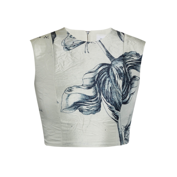 Erdem Floral Print Textured Satin Bodice Top - Tops - British Romantic Luxury at Coveti