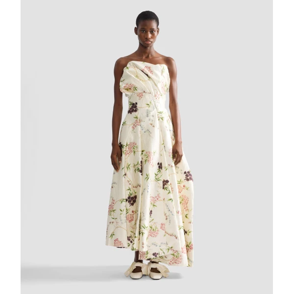 Erdem Floral Print Textured Satin Cloud Midi Dress - Dresses - British Romantic Luxury at Coveti