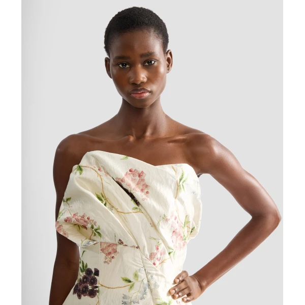 Erdem Floral Print Textured Satin Cloud Midi Dress - Dresses - British Romantic Luxury at Coveti