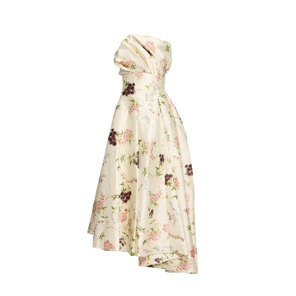 Erdem Floral Print Textured Satin Cloud Midi Dress - Dresses - British Romantic Luxury at Coveti