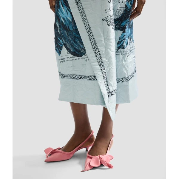 Erdem Floral Print Textured Satin Draped Midi Skirt - Skirts - British Romantic Luxury at Coveti