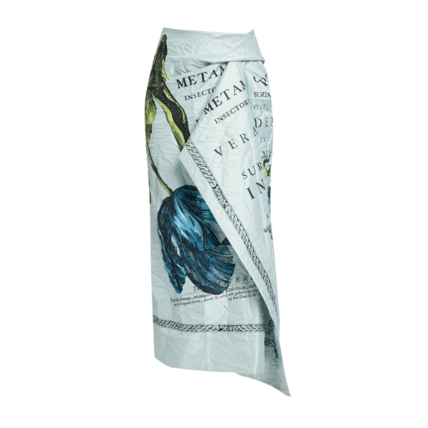 Erdem Floral Print Textured Satin Draped Midi Skirt - Skirts - British Romantic Luxury at Coveti