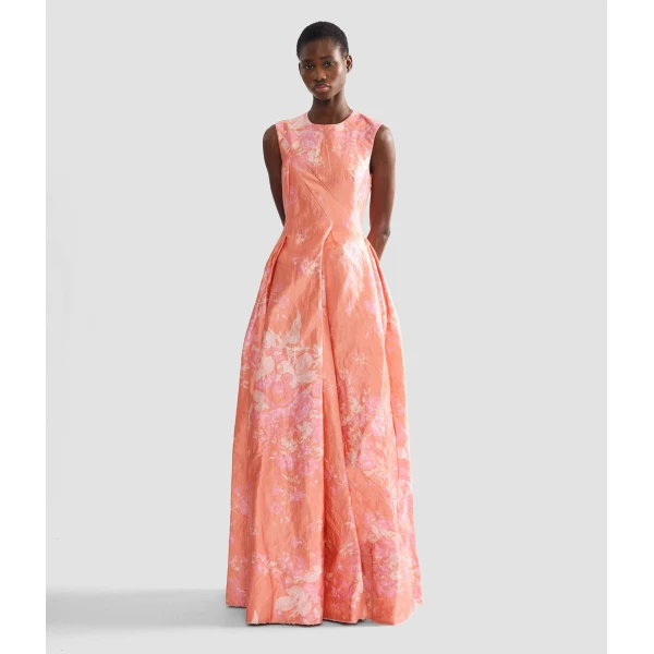 Erdem Floral Print Textured Satin Hourglass Gown - Dresses - British Romantic Luxury at Coveti