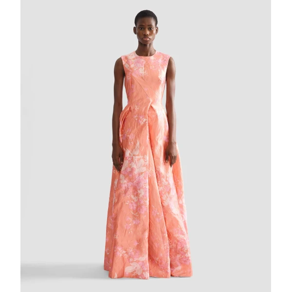 Erdem Floral Print Textured Satin Hourglass Gown - Dresses - British Romantic Luxury at Coveti