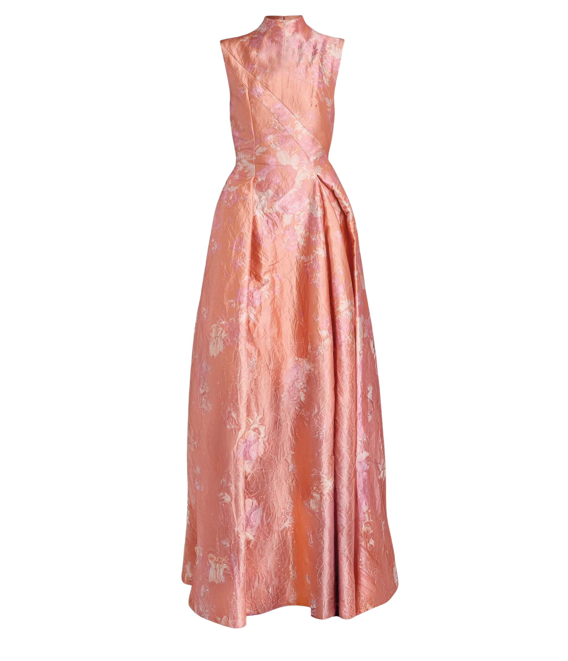 Erdem Floral Print Textured Satin Hourglass Gown