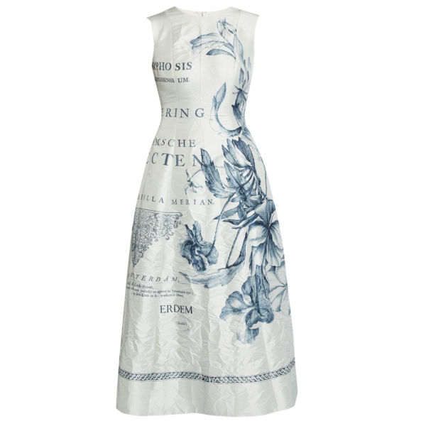 Erdem Floral Print Textured Satin Midi Dress - Dresses - British Romantic Luxury at Coveti