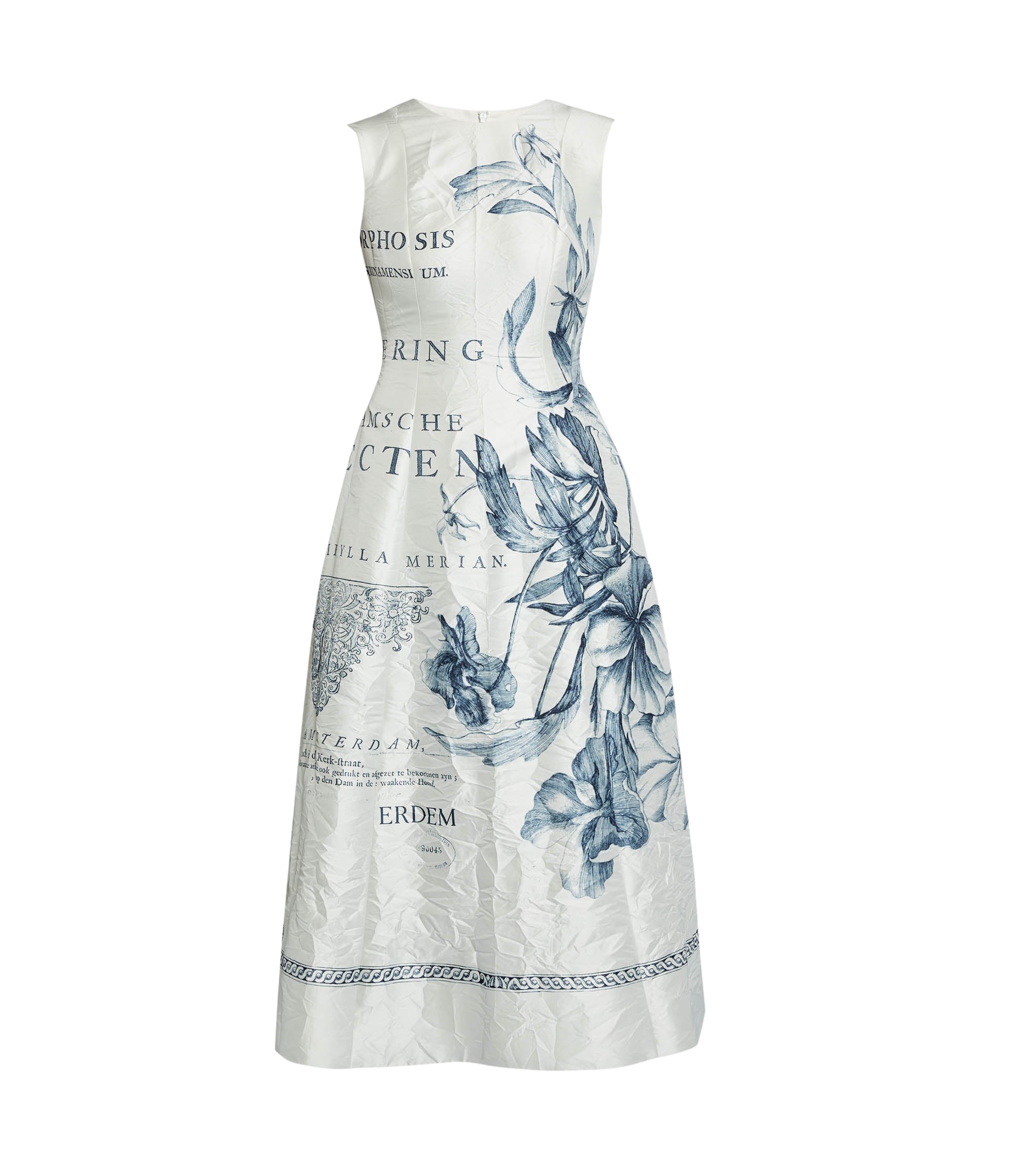 Erdem Floral Print Textured Satin Midi Dress