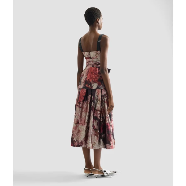 Erdem Floral Print Textured Satin Midi Dress - Dresses - British Romantic Luxury at Coveti