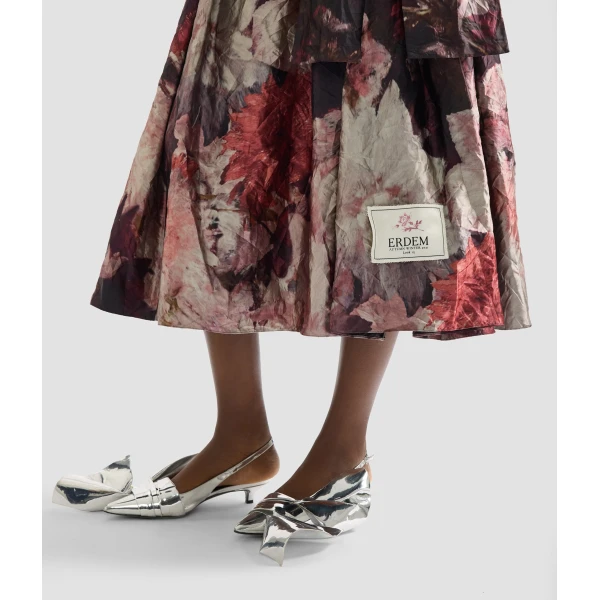 Erdem Floral Print Textured Satin Midi Dress - Dresses - British Romantic Luxury at Coveti