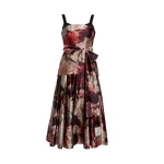 Erdem Floral Print Textured Satin Midi Dress - Dresses - British Romantic Luxury at Coveti
