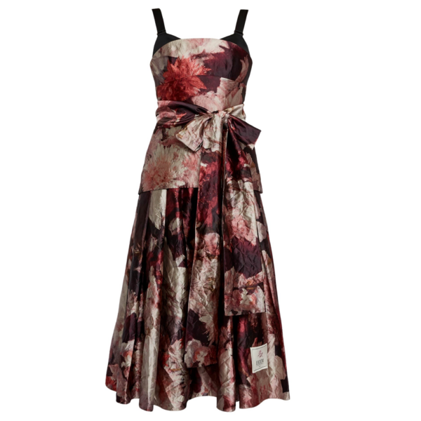 Erdem Floral Print Textured Satin Midi Dress - Dresses - British Romantic Luxury at Coveti