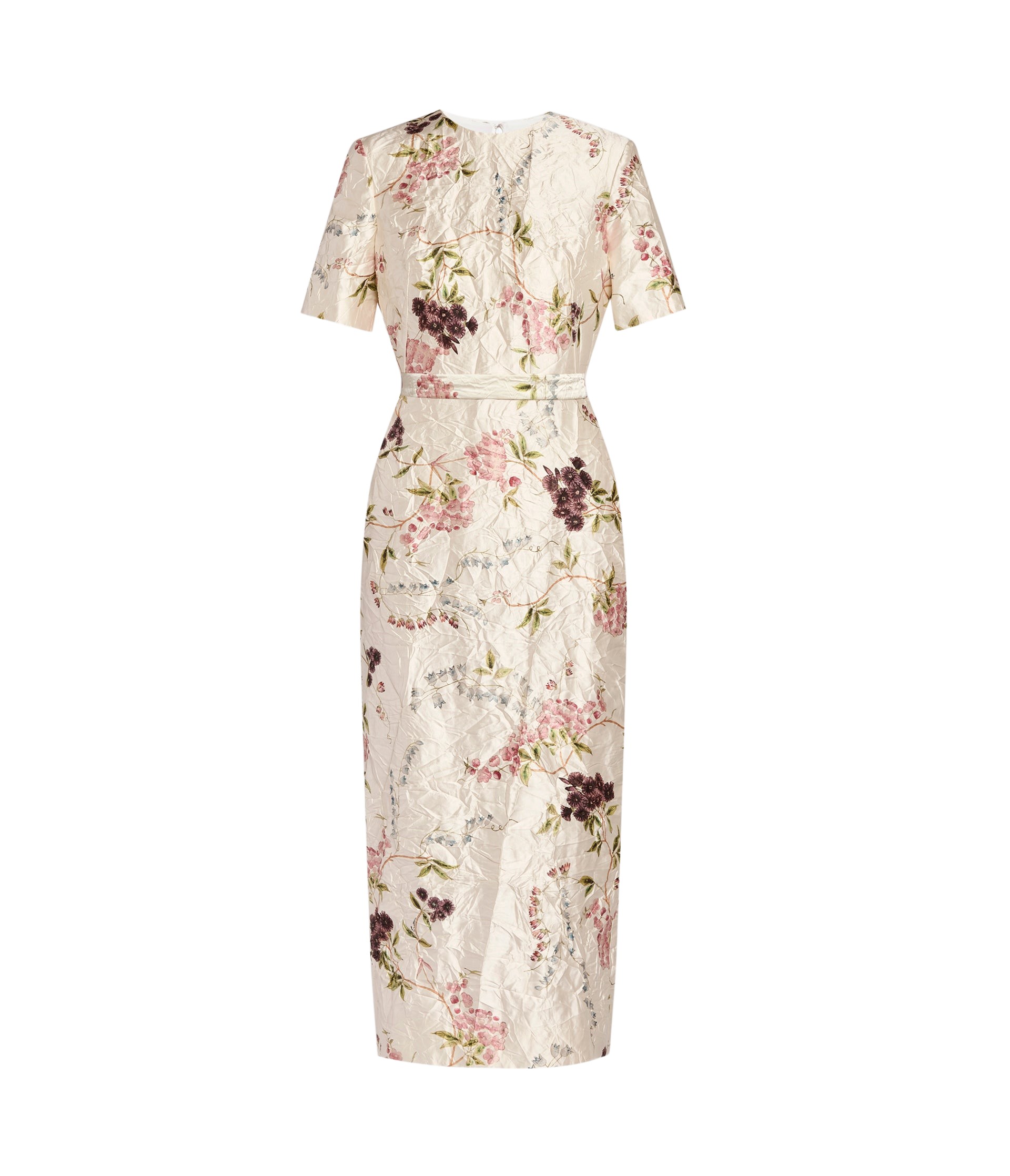 Erdem Floral Print Textured Satin Midi Pencil Dress