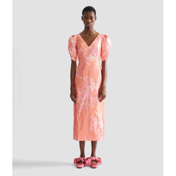Erdem Floral Print Textured Satin Midi Pencil Dress - Dresses - British Romantic Luxury at Coveti