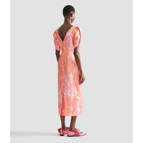 Erdem Floral Print Textured Satin Midi Pencil Dress - Dresses - British Romantic Luxury at Coveti