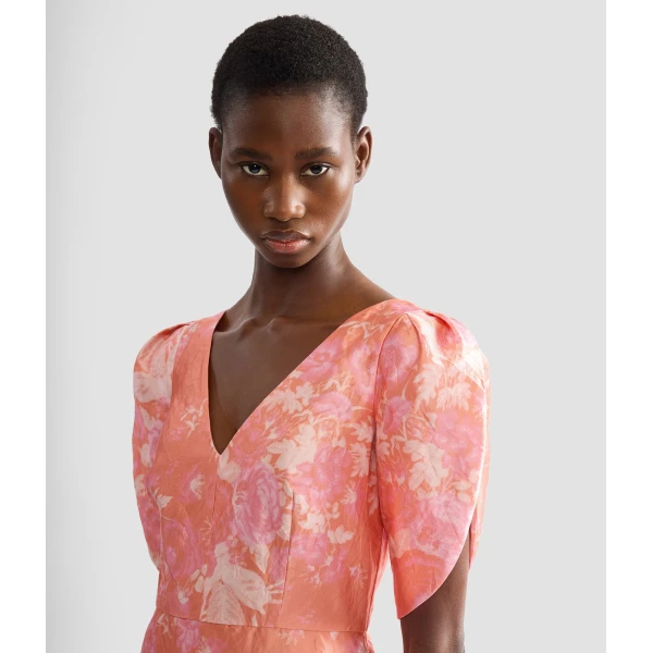Erdem Floral Print Textured Satin Midi Pencil Dress - Dresses - British Romantic Luxury at Coveti