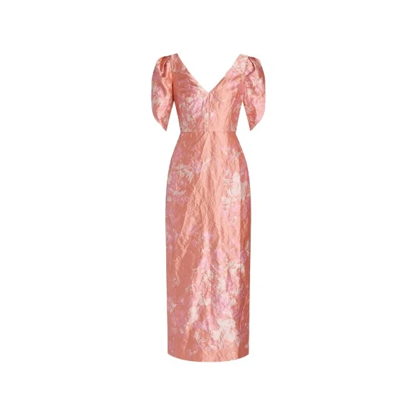 Erdem Floral Print Textured Satin Midi Pencil Dress - Dresses - British Romantic Luxury at Coveti