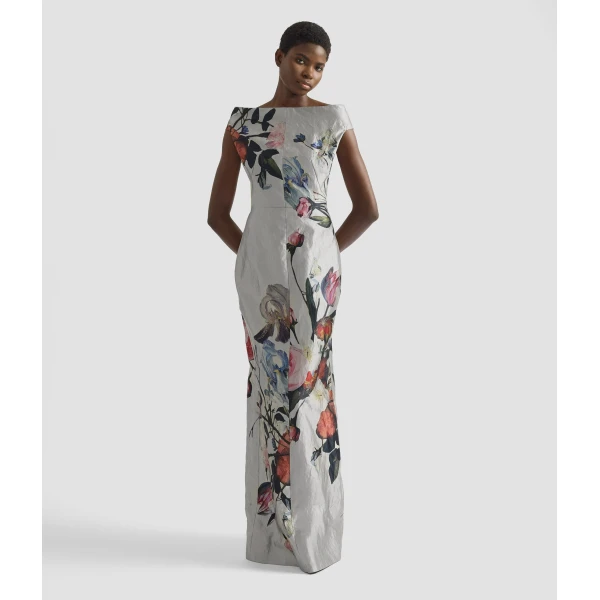 Erdem Floral Print Textured Satin Off The Shoulder Gown - Dresses - British Romantic Luxury at Coveti
