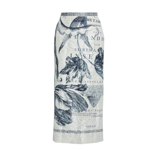 Erdem Floral Print Textured Satin Pencil Midi Skirt - Skirts - British Romantic Luxury at Coveti